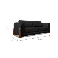 Sofá 3 Lugares Yves Bouclé Preto 180 cm - 3