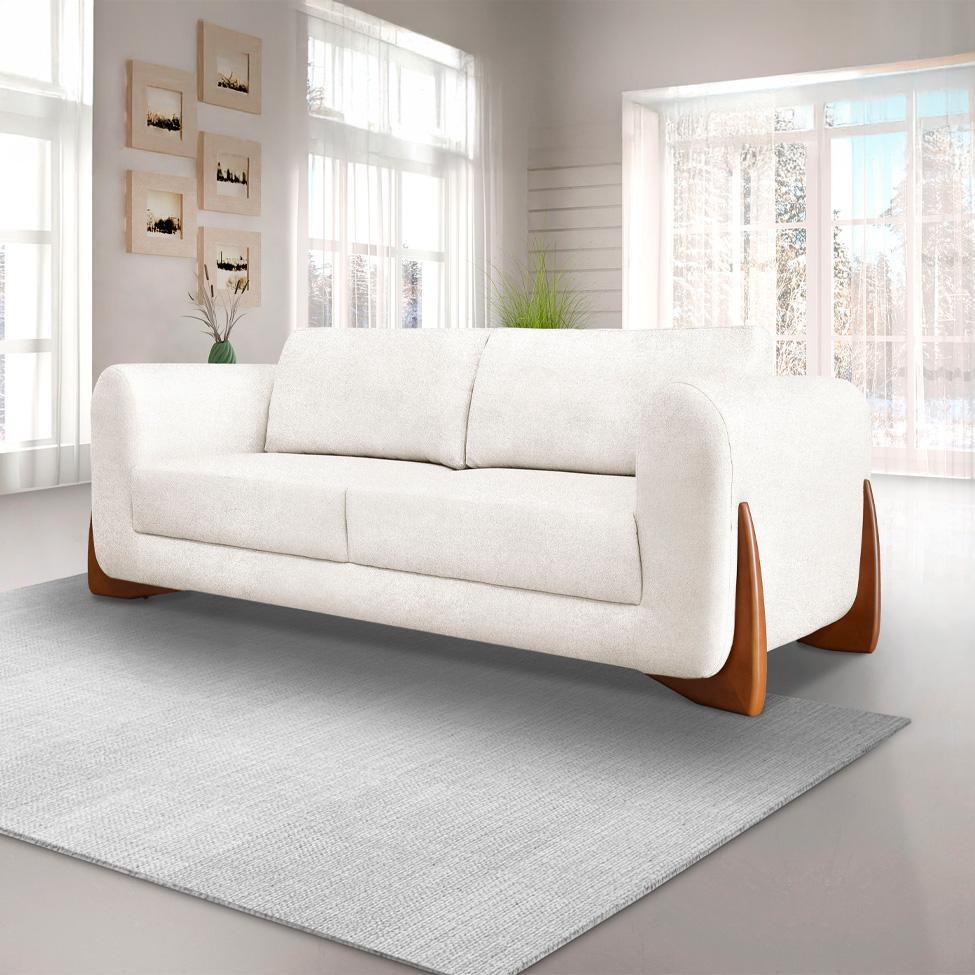 Sofá 3 Lugares Yves Bouclé Off White 200 cm - 2