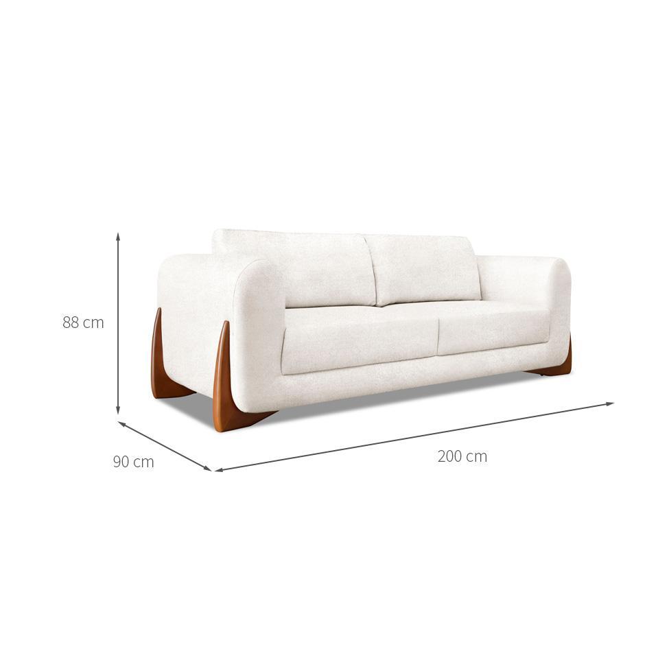 Sofá 3 Lugares Yves Bouclé Off White 200 cm - 3