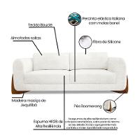 Sofá 3 Lugares Yves Bouclé Off White 200 cm - 9