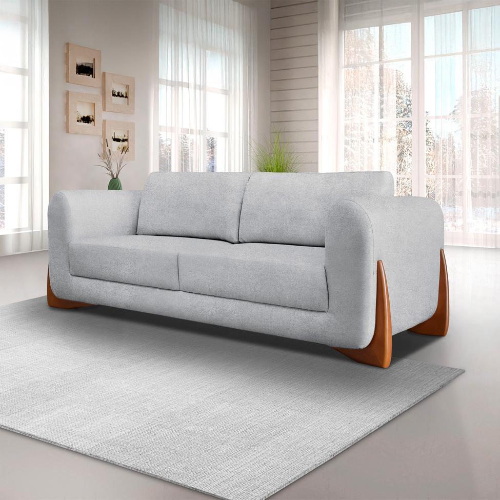 Sofá 3 Lugares Yves Bouclé Cinza 220 cm - 2