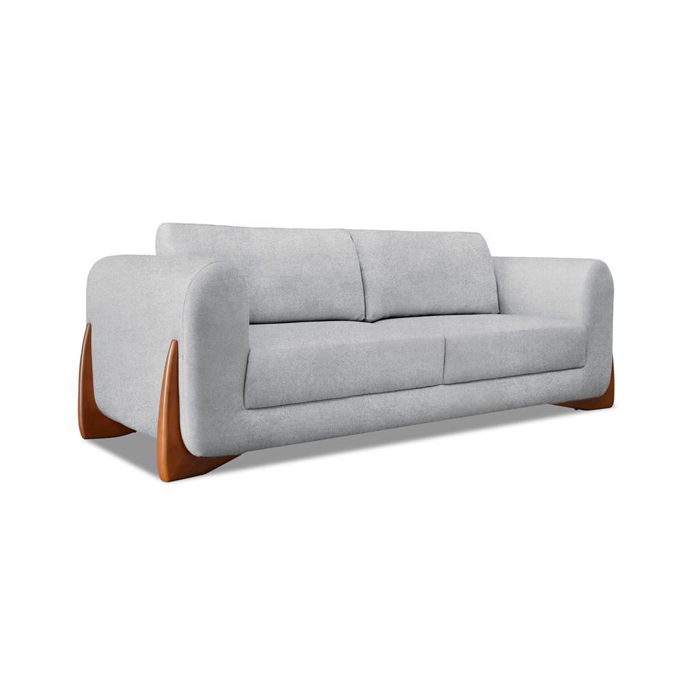 Sofá 4 Lugares Yves Bouclé Cinza 250 cm - 1