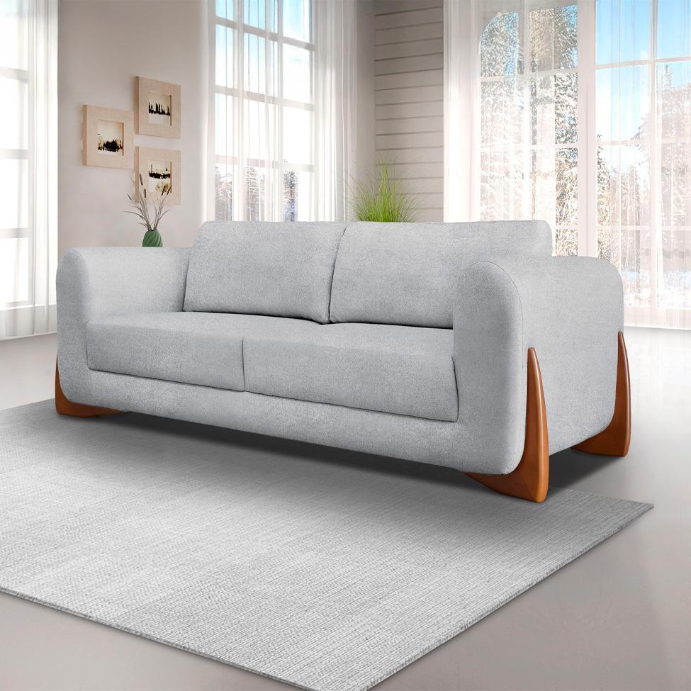 Sofá 3 Lugares Yves Bouclé Cinza 230 cm - 2