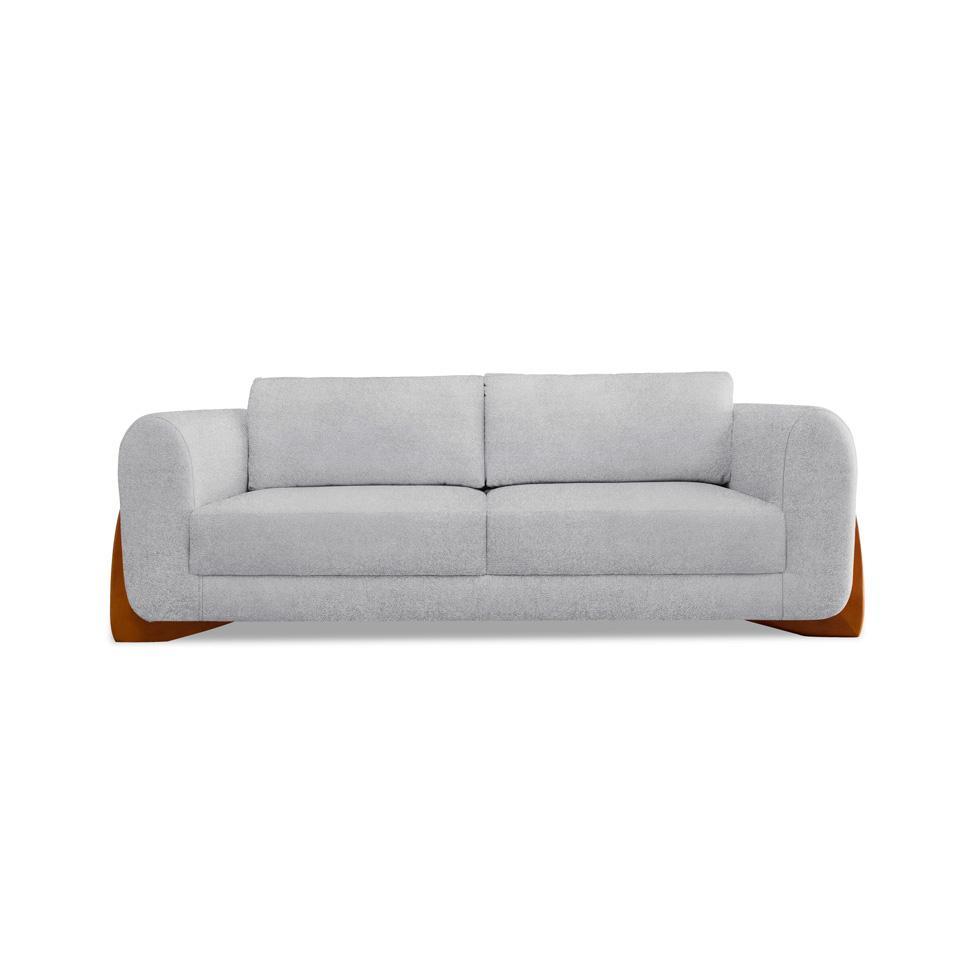 Sofá 3 Lugares Yves Bouclé Cinza 230 cm - 8