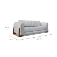 Sofá 3 Lugares Yves Bouclé Cinza 230 cm - 3