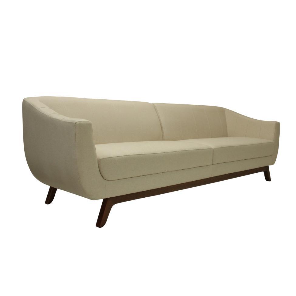 Sofá 4 Lugares Atenas Linho Pérola e Amadeirado - 1