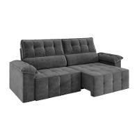 Sofá 3 Lugares Retrátil e Reclinável Santorini Veludo Cinza 220 cm - 1