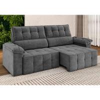 Sofá 3 Lugares Retrátil e Reclinável Santorini Veludo Cinza 220 cm - 2