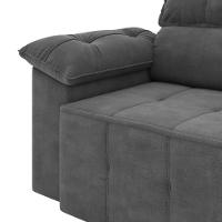 Sofá 3 Lugares Retrátil e Reclinável Santorini Veludo Cinza 220 cm - 5