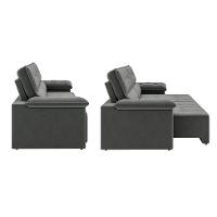 Sofá 3 Lugares Retrátil e Reclinável Santorini Veludo Cinza 220 cm - 6