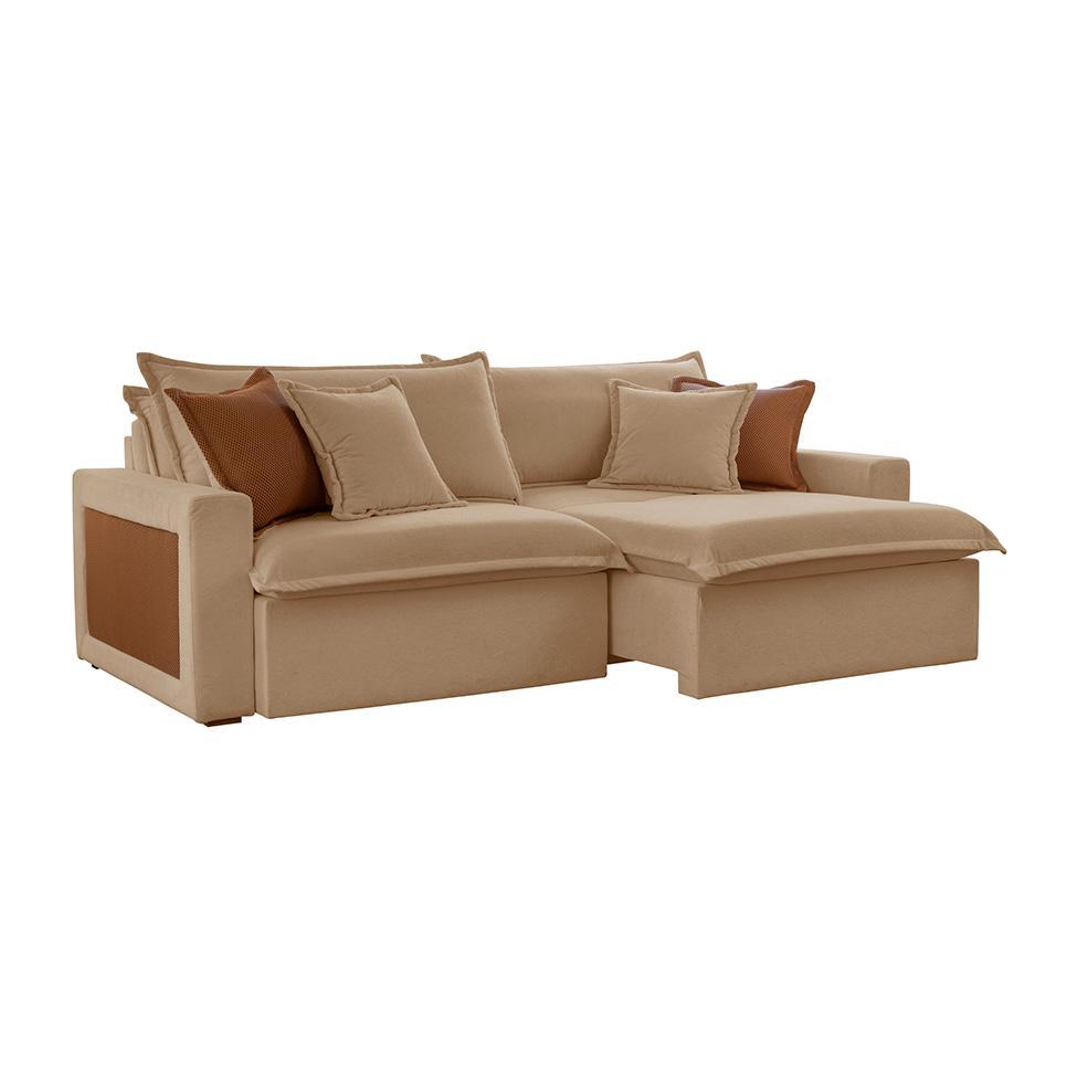 Sofá 4 Lugares Retrátil e Reclinável Dubai Linho Bege 270 cm - 1