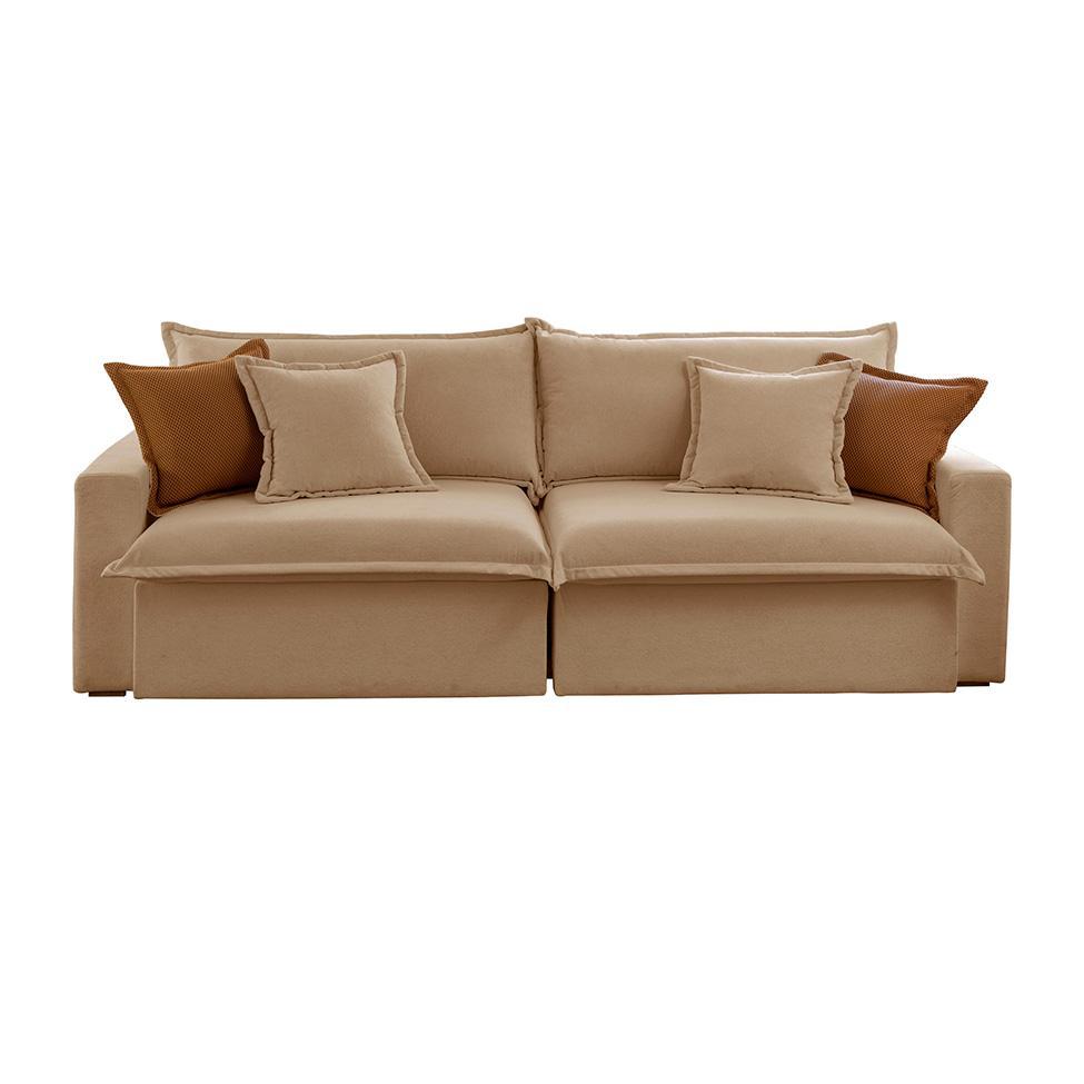 Sofá 4 Lugares Retrátil e Reclinável Dubai Linho Bege 270 cm - 4