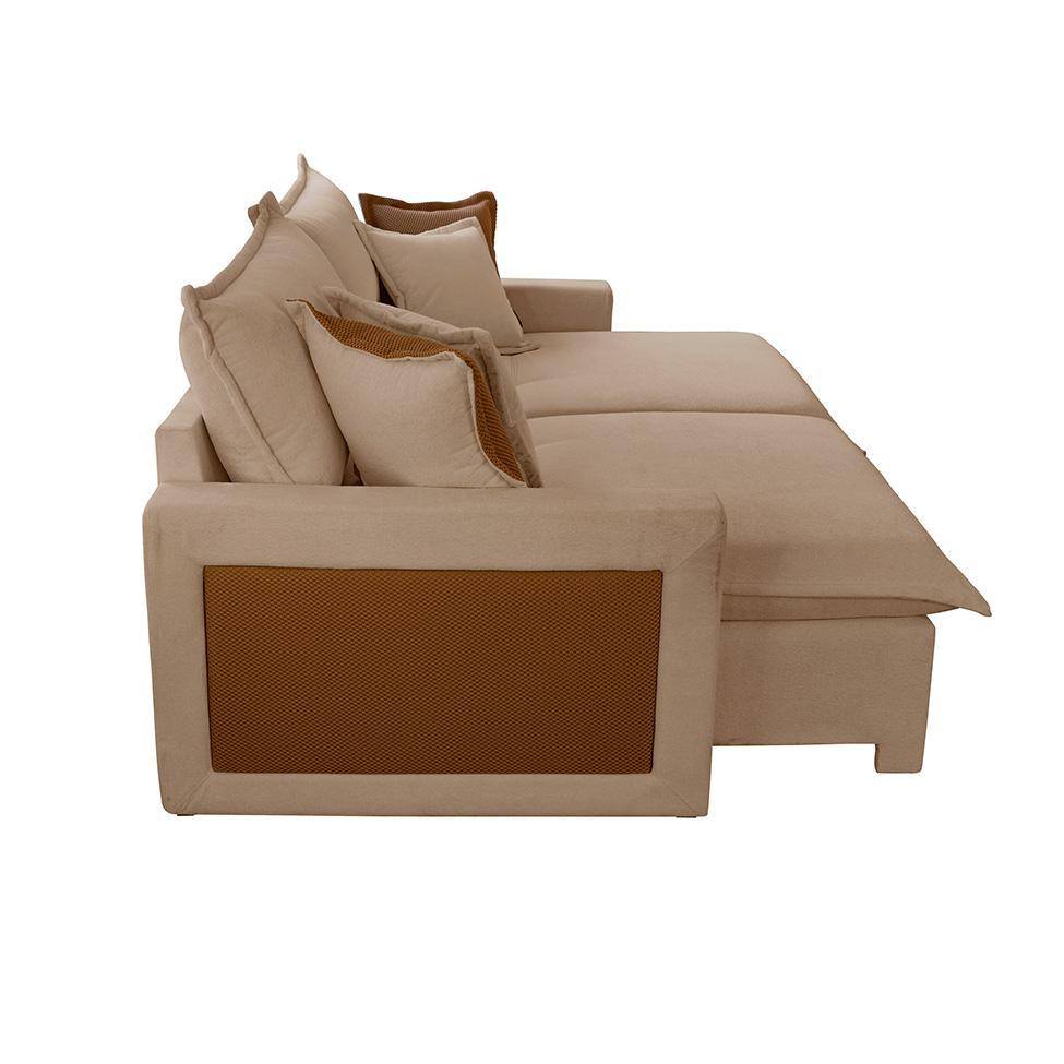 Sofá 4 Lugares Retrátil e Reclinável Dubai Linho Bege 270 cm - 6