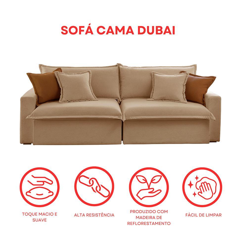 Sofá 4 Lugares Retrátil e Reclinável Dubai Linho Bege 270 cm - 8
