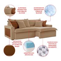 Sofá 4 Lugares Retrátil e Reclinável Dubai Linho Bege 270 cm - 7