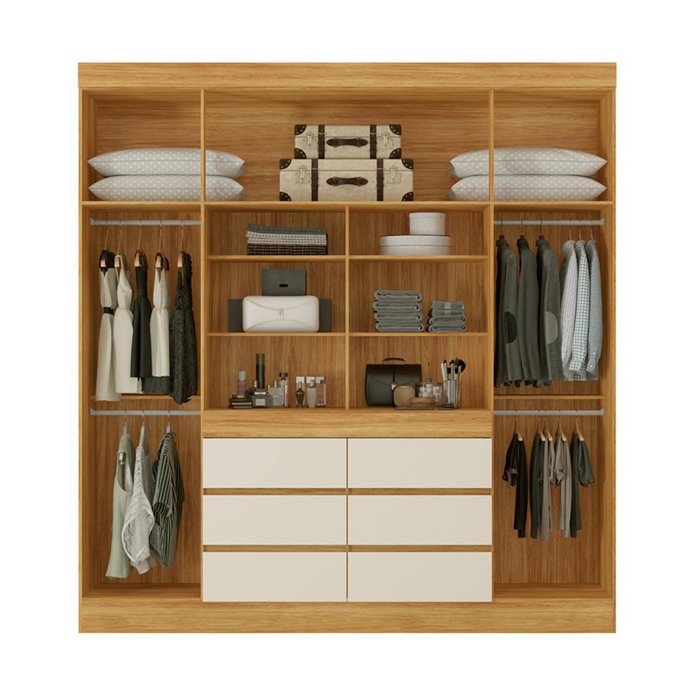 Guarda-Roupa Casal com Espelho Trevi 4 Portas 6 Gavetas Cinamon e Off White - 3