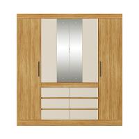 Guarda-Roupa Casal com Espelho Trevi 4 Portas 6 Gavetas Cinamon e Off White - 6