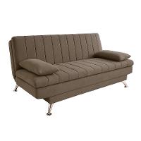 Sofá-Cama Casal 3 Lugares Paiva Suede Marrom - 1