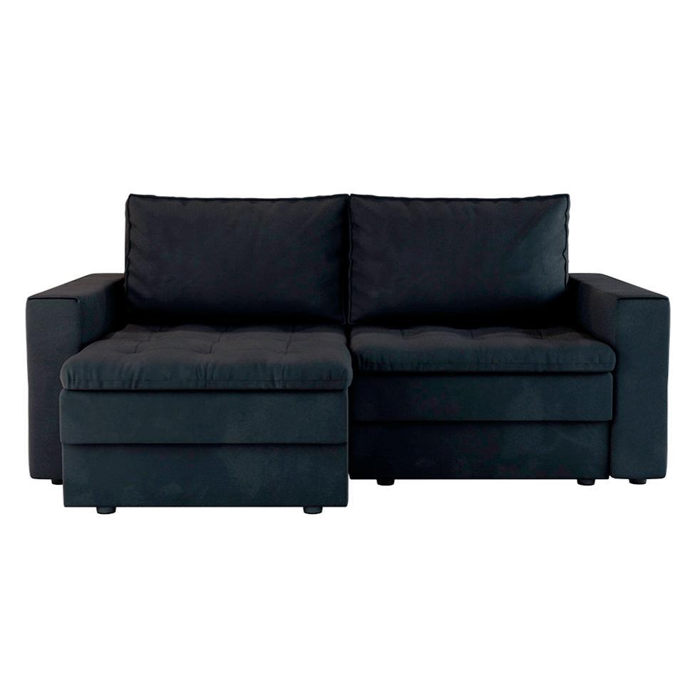 Sofá 3 Lugares Retrátil Berna Suede Preto 210 cm - 2