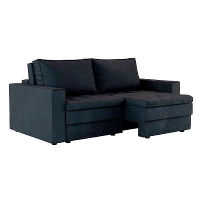 Sofá 3 Lugares Retrátil Berna Suede Preto 210 cm