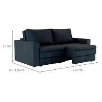 Sofá 3 Lugares Retrátil Berna Suede Preto 210 cm - 3