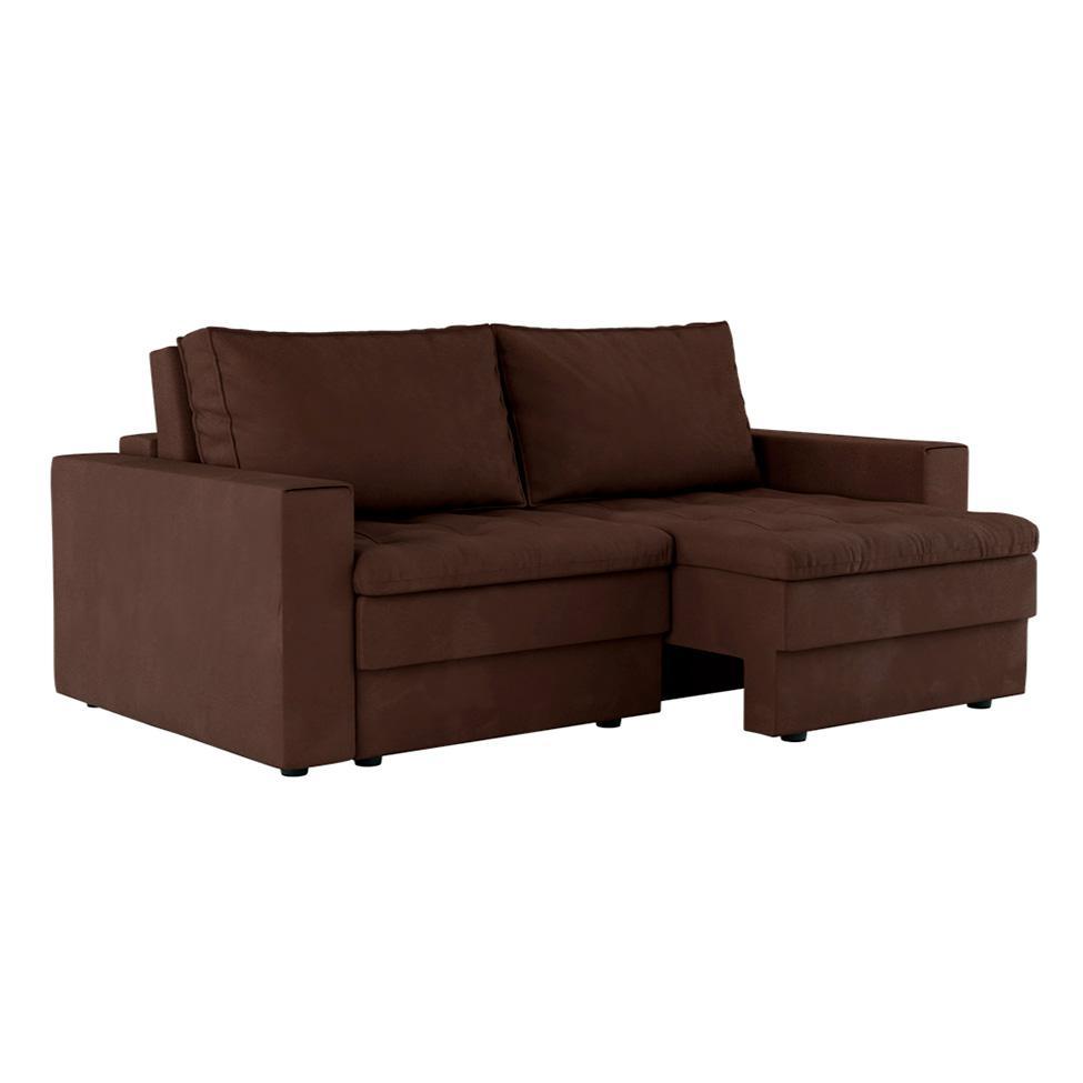 Sofá 3 Lugares Retrátil Berna Suede Marrom 210 cm - 1