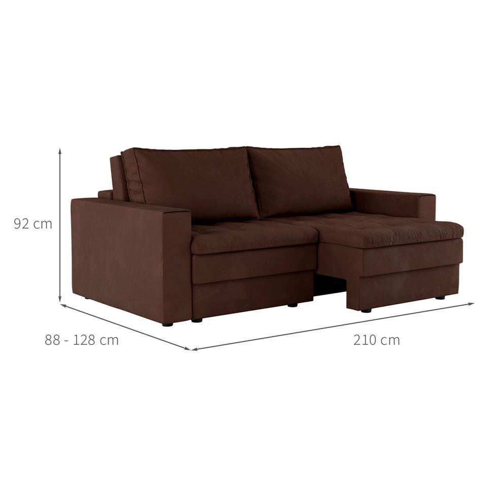 Sofá 3 Lugares Retrátil Berna Suede Marrom 210 cm - 3