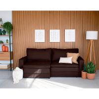 Sofá 3 Lugares Retrátil Berna Suede Marrom 210 cm - 2