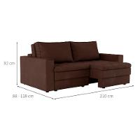 Sofá 3 Lugares Retrátil Berna Suede Marrom 210 cm - 3
