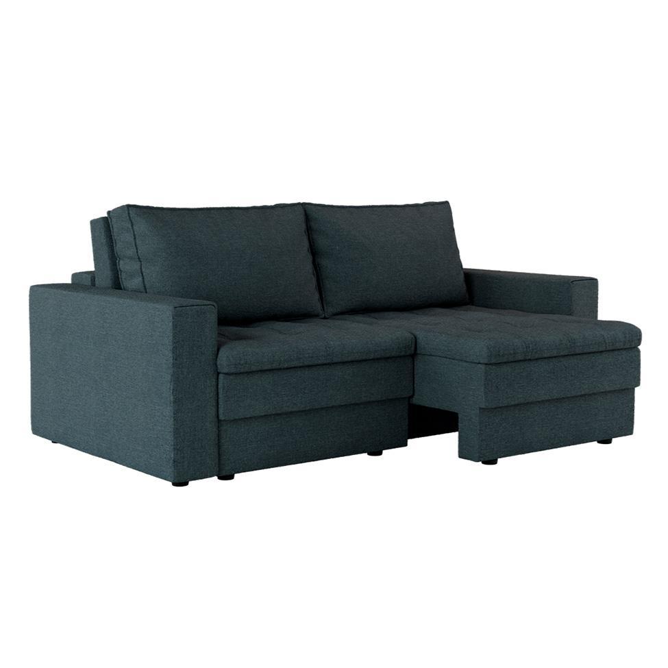 Sofá 3 Lugares Retrátil Berna Linho Grafite 210 cm - 1