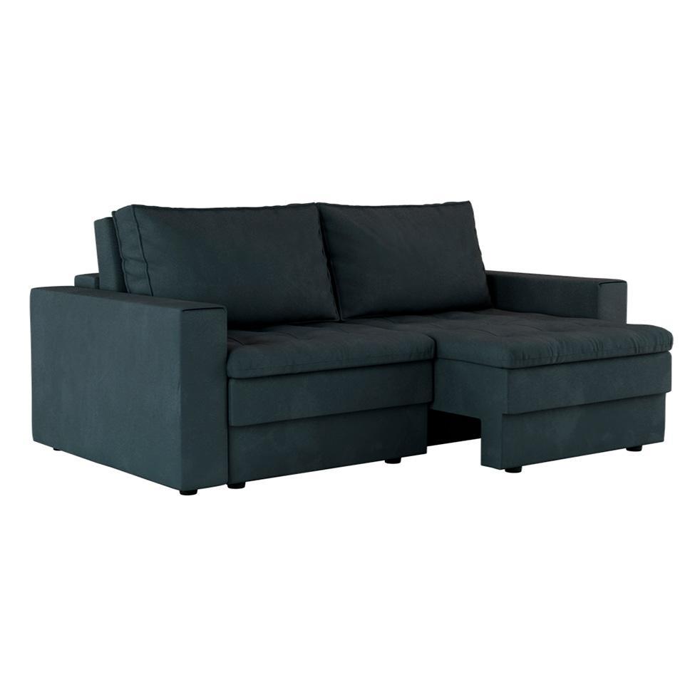 Sofá 3 Lugares Retrátil Berna Suede Grafite 210 cm - 1