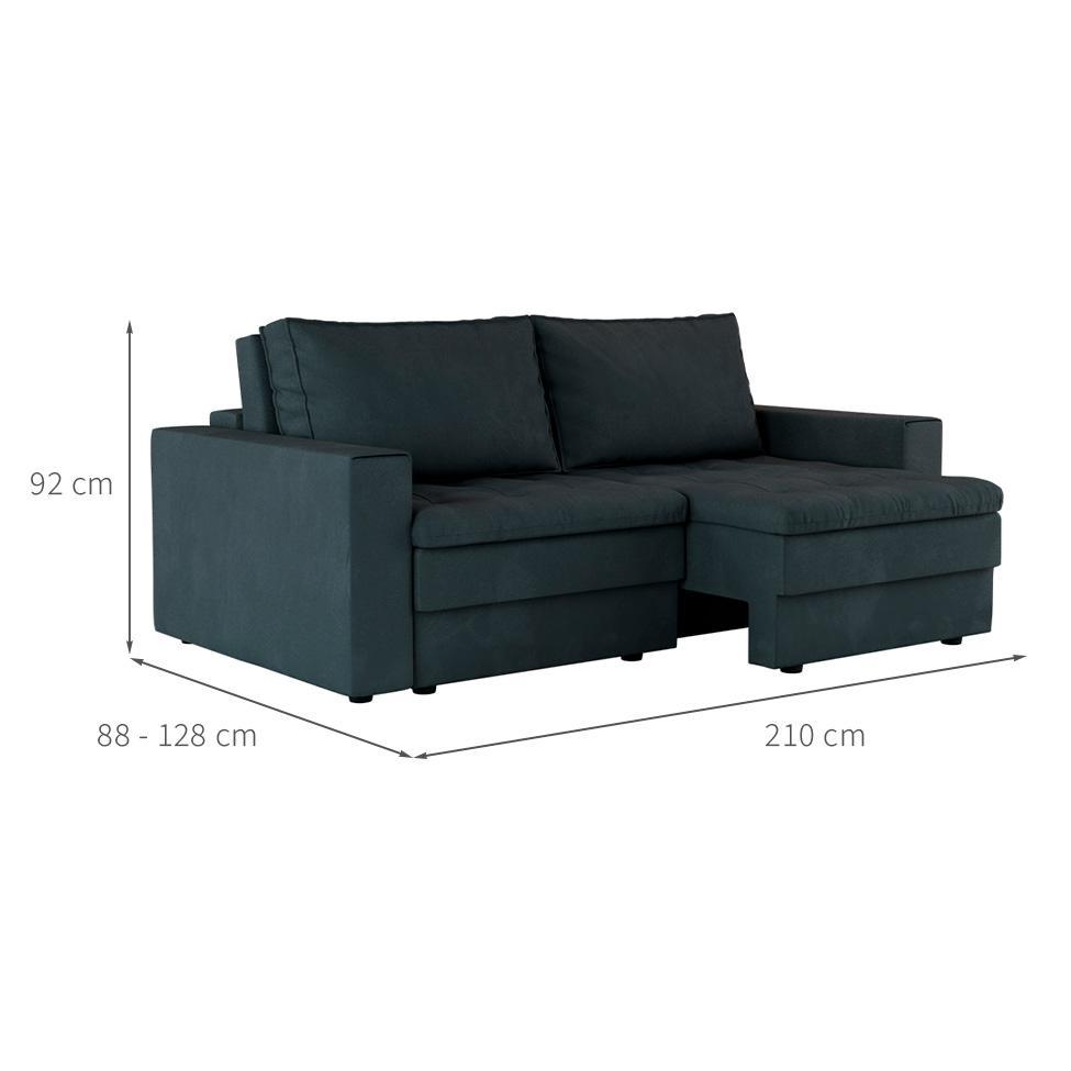 Sofá 3 Lugares Retrátil Berna Suede Grafite 210 cm - 3