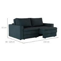 Sofá 3 Lugares Retrátil Berna Suede Grafite 210 cm - 3