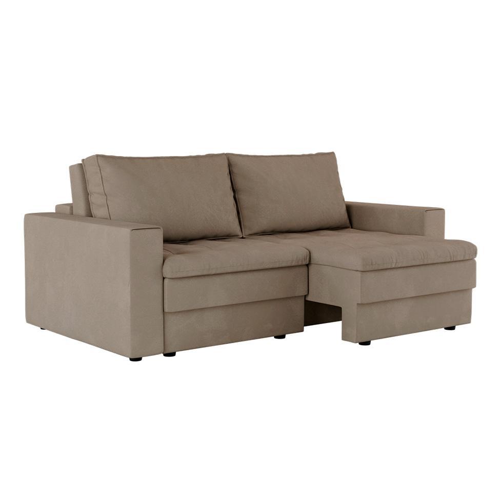 Sofá 3 Lugares Retrátil Berna Suede Bege 210 cm - 1