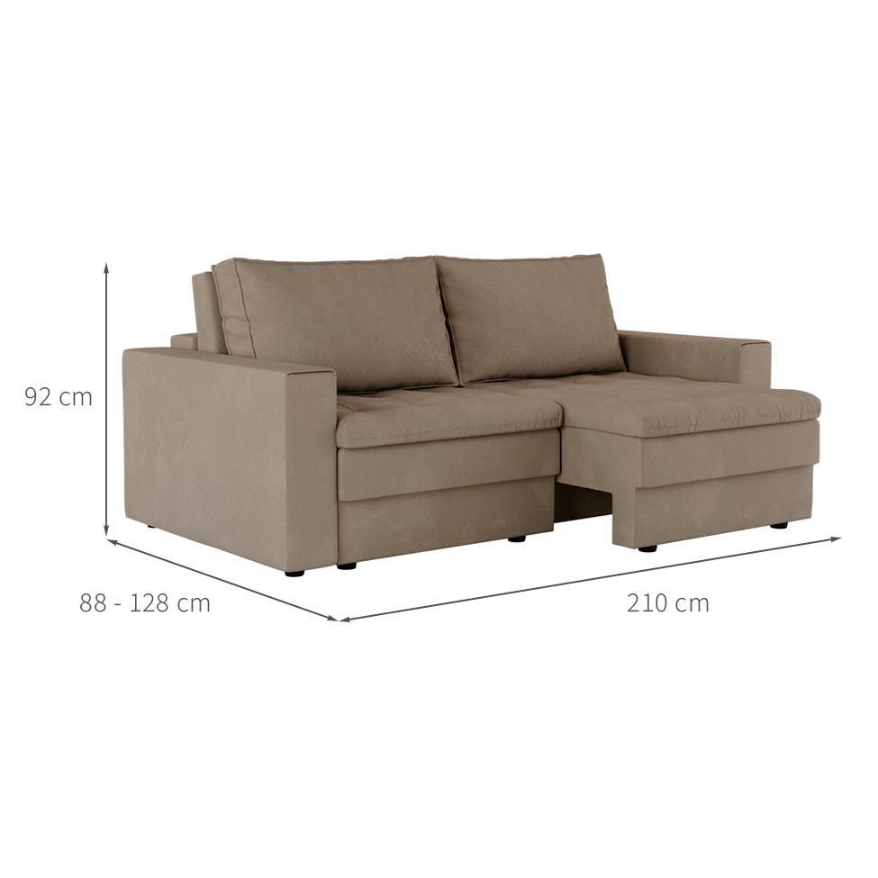 Sofá 3 Lugares Retrátil Berna Suede Bege 210 cm - 3