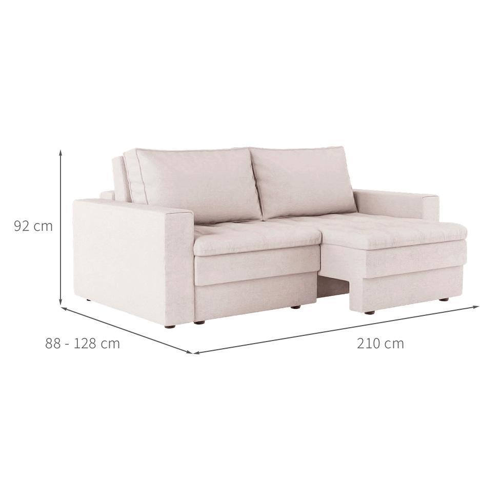 Sofá 3 Lugares Retrátil Berna Linho Cru 210 cm - 3