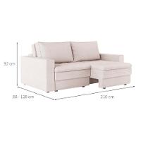 Sofá 3 Lugares Retrátil Berna Linho Cru 210 cm - 3