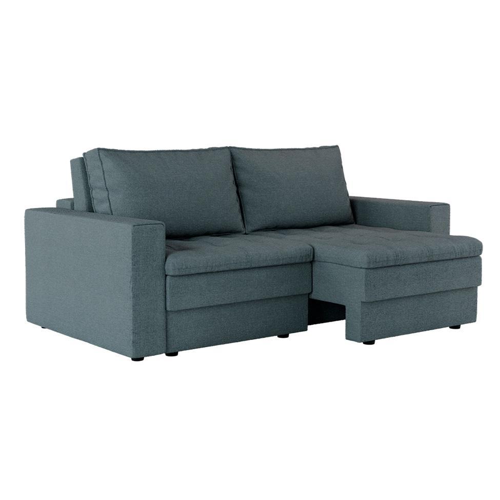 Sofá 3 Lugares Retrátil Berna Linho Cinza 210 cm - 1
