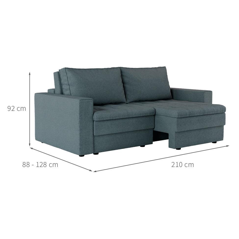 Sofá 3 Lugares Retrátil Berna Linho Cinza 210 cm - 3