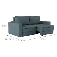 Sofá 3 Lugares Retrátil Berna Linho Cinza 210 cm - 3