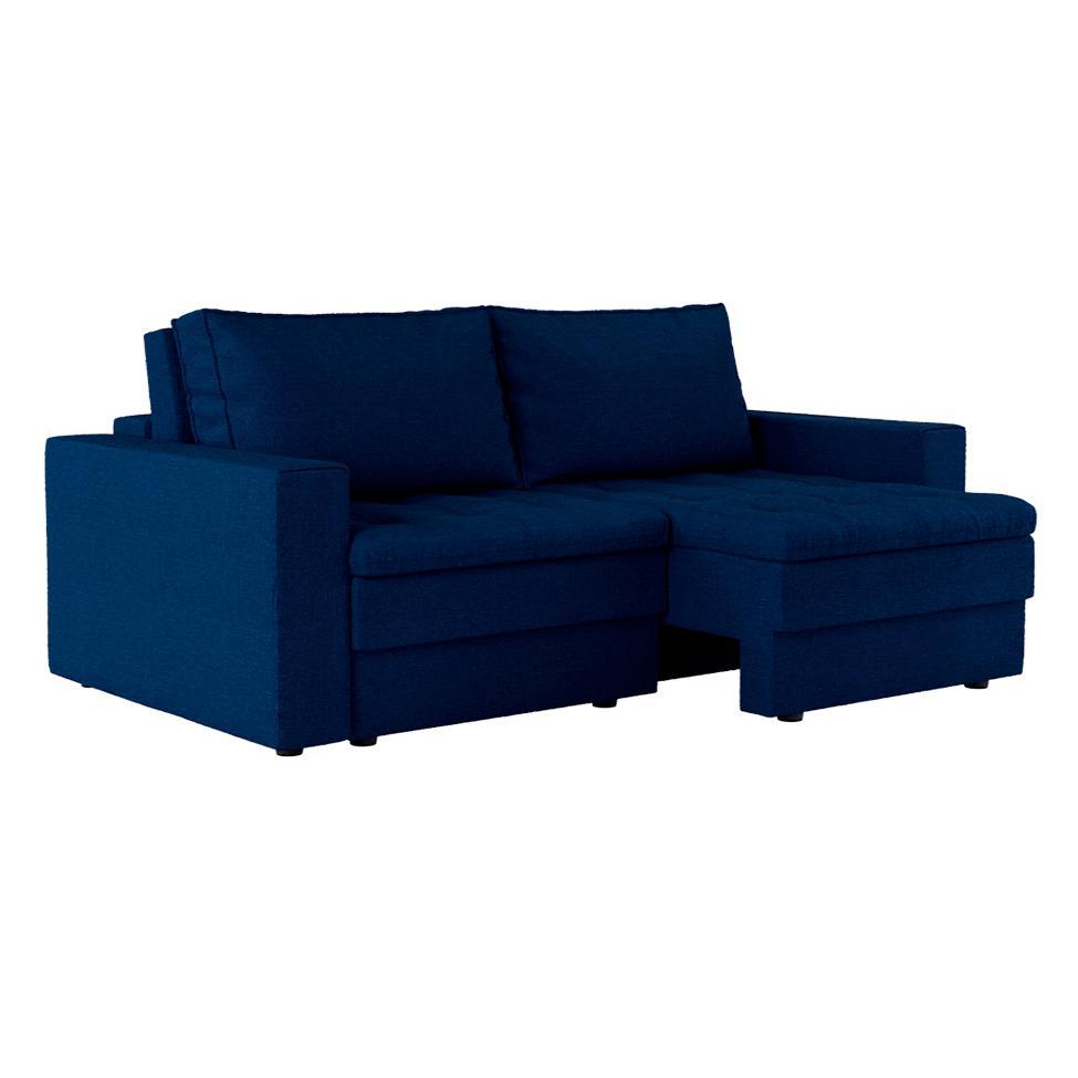Sofá 3 Lugares Retrátil Berna Linho Azul Marinho 210 cm - 1