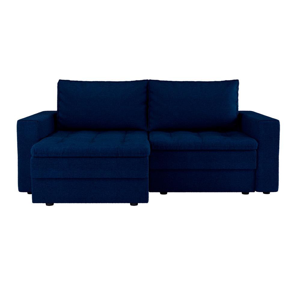 Sofá 3 Lugares Retrátil Berna Linho Azul Marinho 210 cm - 2