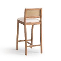 Conjunto com 2 Banquetas Serena com Tela Nogueira Algodão Bege Claro e Marrom - 2