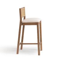 Conjunto com 2 Banquetas Serena com Tela Nogueira Algodão Bege Claro e Marrom - 5