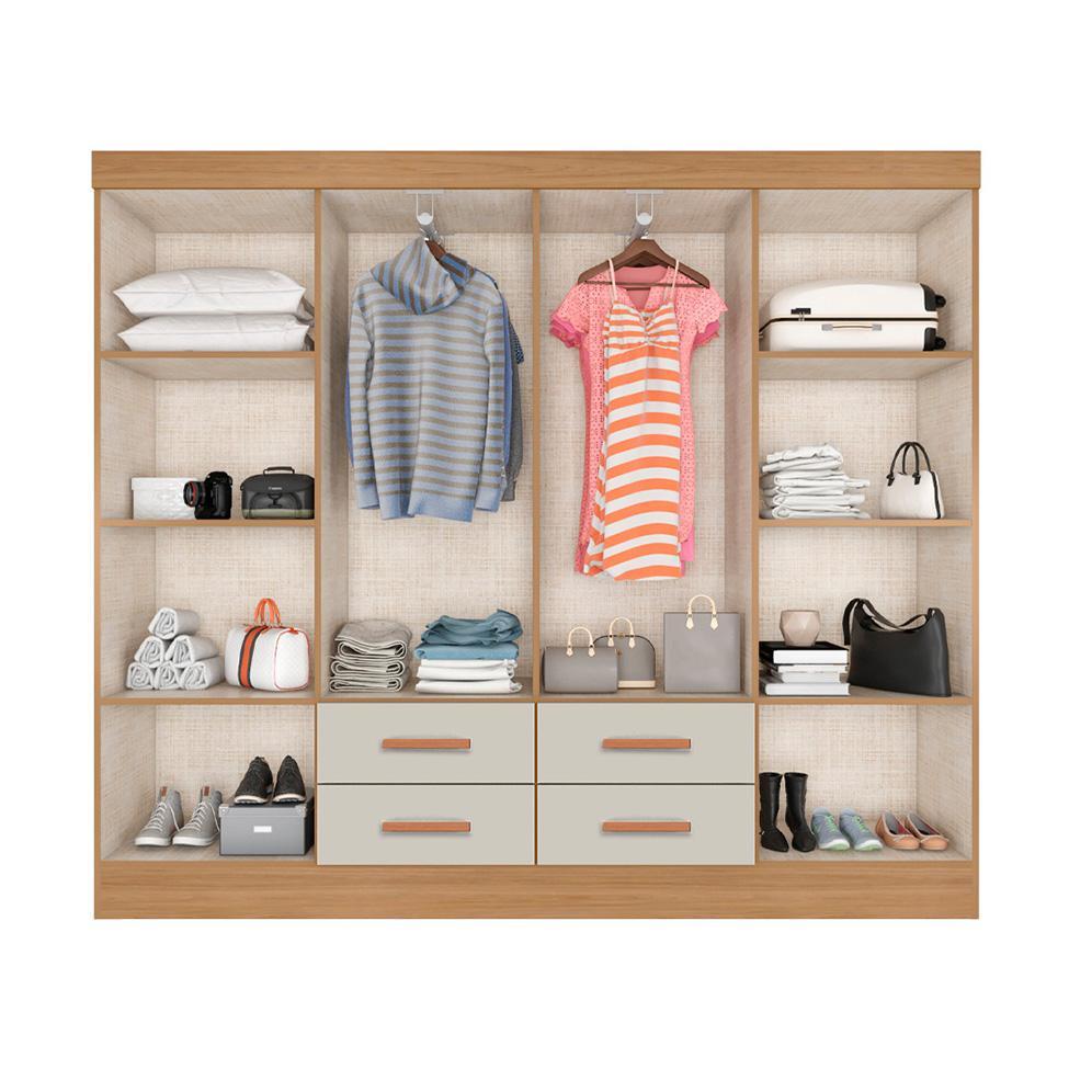 Guarda-Roupa Casal Lite 8 Portas 4 Gavetas Off White e Nature - 2