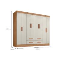 Guarda-Roupa Casal Lite 8 Portas 4 Gavetas Off White e Nature - 3
