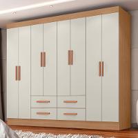 Guarda-Roupa Casal Lite 8 Portas 4 Gavetas Off White e Nature