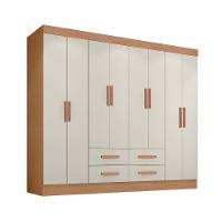 Guarda-Roupa Casal Lite 8 Portas 4 Gavetas Off White e Nature - 5