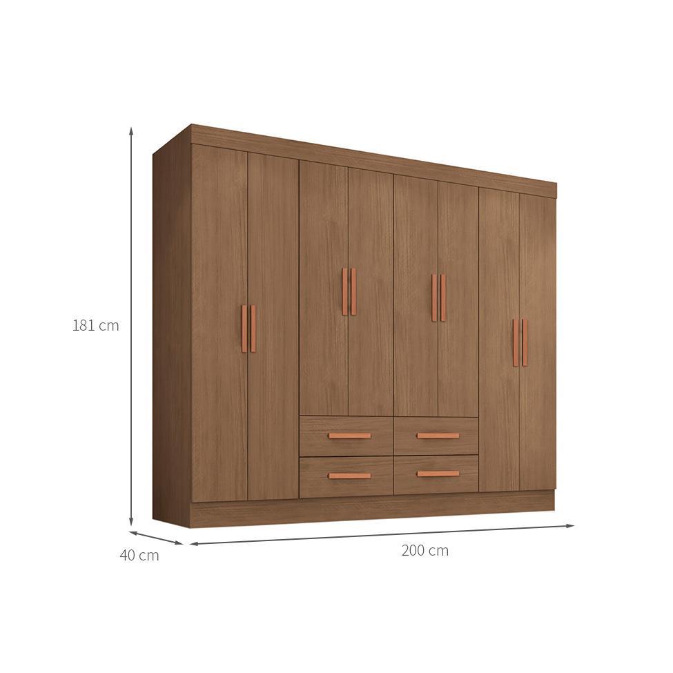 Guarda-Roupa Casal Lite 8 Portas 4 Gavetas Carvalho - 3
