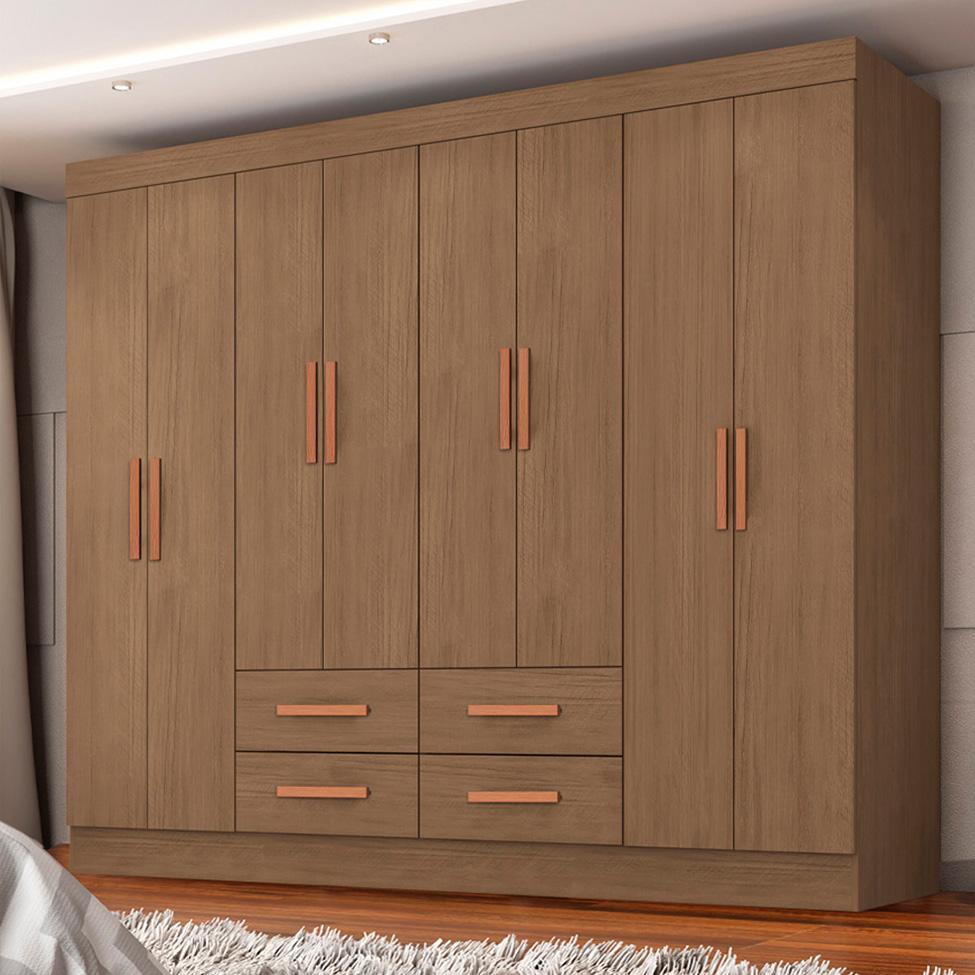 Guarda-Roupa Casal Lite 8 Portas 4 Gavetas Carvalho - 4
